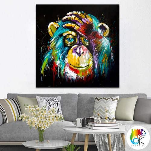 Imagen 4 de 5 de Cuadro Decorativo Personalizado Monos 60x84 - Ok Creativo