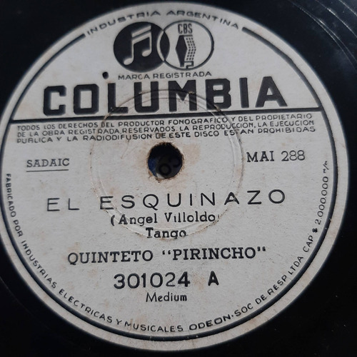 Pasta Quinteto Pirincho Columbia C174