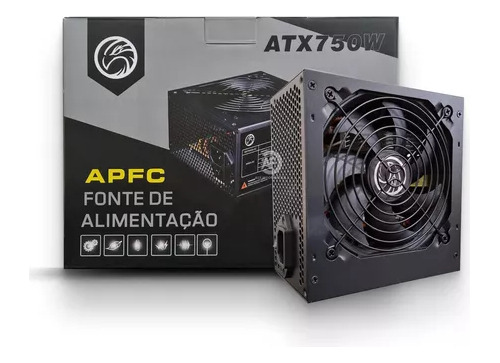 Brazil PC ATX750W fonte de alimentação bivolt con preto