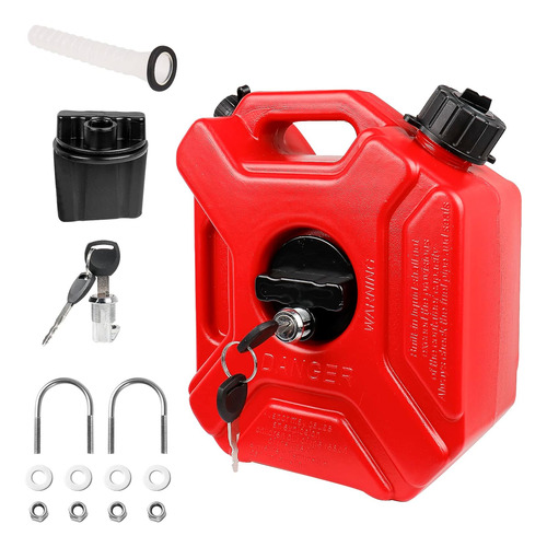 0.8 Gallon Red Gas Can With Lock & Key, 3l Fuel Oil Petrol S