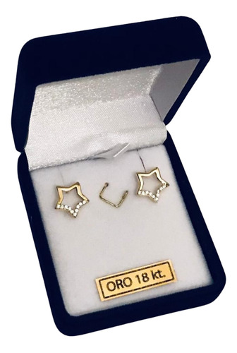 Aros Oro 18k Mujer Hombre Estrellas Novio Novia Charm