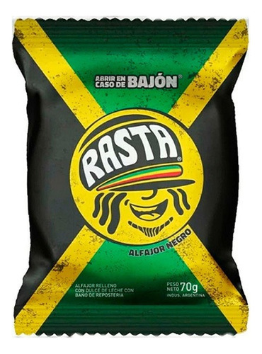 Alfajor Rasta Chocolate Negro Caja X 18 Unidades