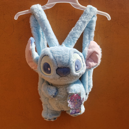 Mochila De Felpa Stitch De Peluche Miniso Color Azul Claro Diseño De La Tela Liso