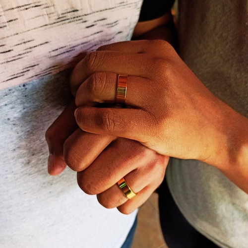 Imagem 4 de 8 de Par Aliança De Casamento Banhada A Ouro 18k Tungstênio Paris