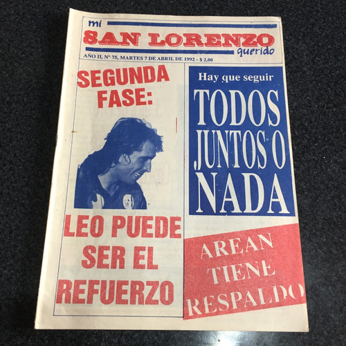 Revista Mi San Lorenzo Querido N° 75 Exc Est Año 1992