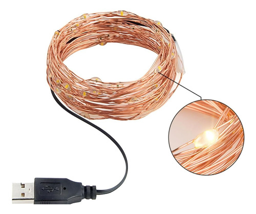 Luz De Hada Led Hilo De Luces Usb 10mts Decoración Vintage 