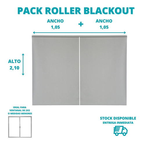 Cortina Roller Blackout Ventanal 2x2 En 2 Paños De 105x210