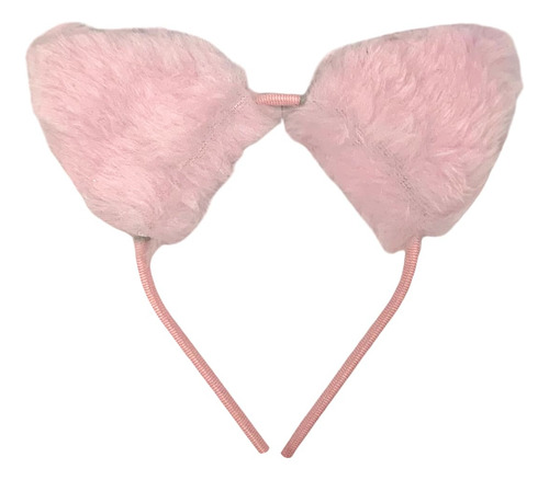 Tiara Orelha Pelúcia Fantasia Bichos Animais Modelo Cor Rosa-claro