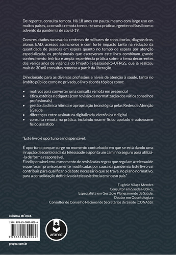 Consulta Remota: Fundamentos e prática, de Schmitz, Carlos André Aita. Editorial Artmed Editora Ltda., capa mole em português, 2020