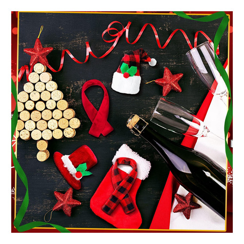 24 Piezas Botella De Vinos De Navidad Conjunto De Botella De