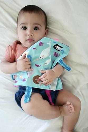 Baby Sensory Crinkle & Teething Square Lovey Toy With Closed