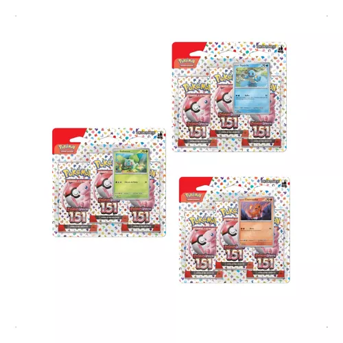 Cartas Pokémon EV3.5 Blister Triplo 151 - Squirtle - 33291 Copag - Real  Brinquedos