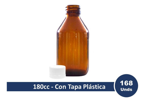 Envase Frasco Farmacia Vidrio Ámbar 180cc Con Tapa Plástica