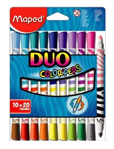 Marcadores Fibras Doble Punta Maped Color Peps Duo X10 - 20