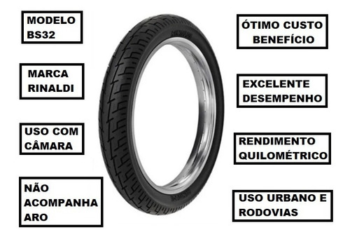 Pneu Rinaldi Traseiro 80/100-14 Bs32 Shineray Jet 125 / 50