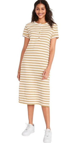 Vestido Mujer Old Navy Manga Corta Henley Amarillo