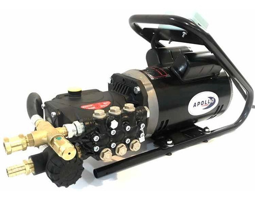 Imagen 3 de 9 de Hidrolavadora Industrial 1800 Psi 110v Uso Rudo Apollo 2 Hp De Alta Presión Bomba Italiana Y Motor Eléctrico 1750 Rpm