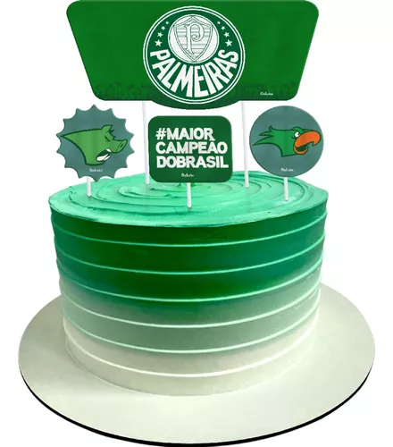 Topo De Bolo Topper Festa Aniversario Palmeiras 4u Festcolor Cor Verde