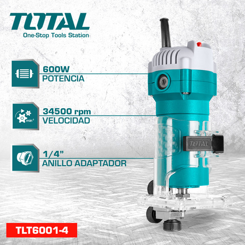 Fresadora Router De Mano Palma 600w Total Con Guías