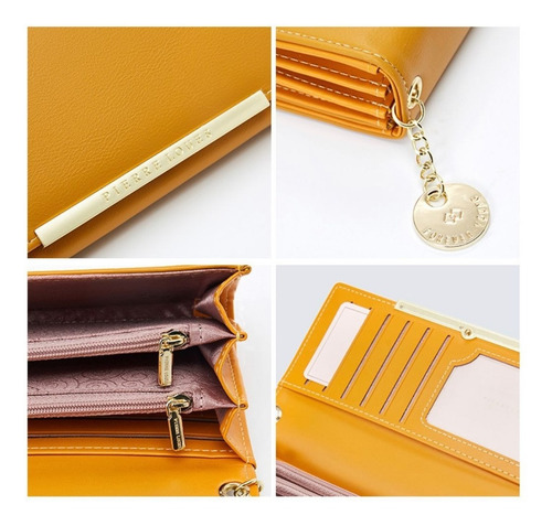 Billetera Porta Celular Dama Monedero Mujer Eco Cuero Pierre