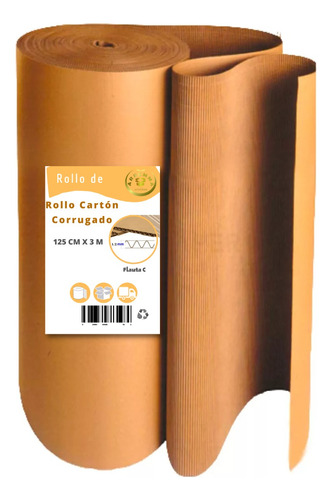 Rollo De Cartón Corrugado 125x3 Para Embalaje