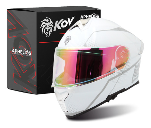 Casco Abatible Kov Original Thunder Waves Blanco Perla Dot