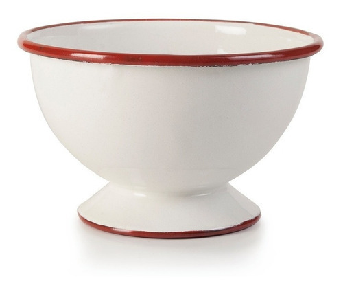 Bowl Con Pie O Copa De Peltre Blanco Con Rojo 12 Cm Ibili