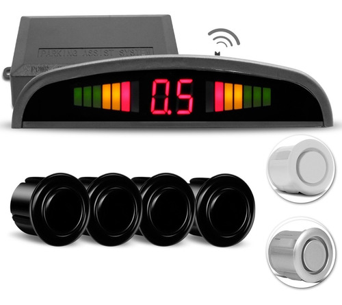 Sensor Estacionamento 4 Pontos Display Colorido Todas Cores Cor Preto Brilhante