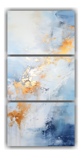 45x90cm Cuadros Blancos Abstractos Con Dorado Y Cobre Flores