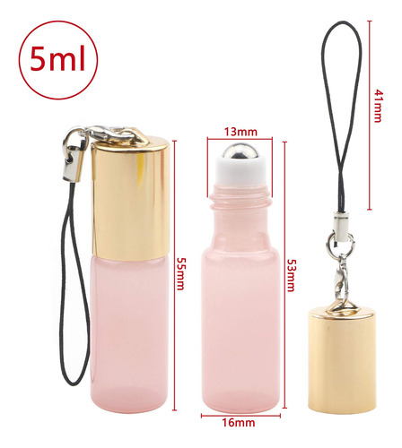 Ellbest 10 Pack 5ml Portable Pearl Pink Colored Glass Roller