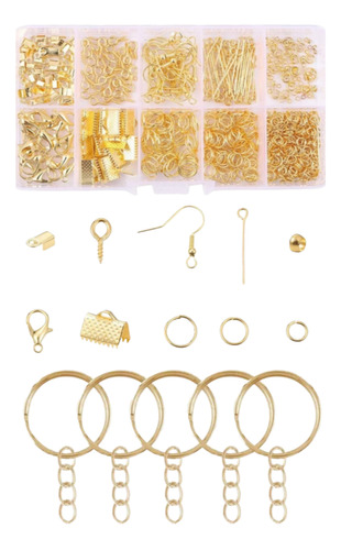 Kit Armar Aros Pulsera Collar Llavero Mosqueton Piton Dorado