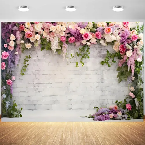 comprar Telon Fondo Boda 10 X 8 Pie Flor Rustica Pared Ladrillo Para