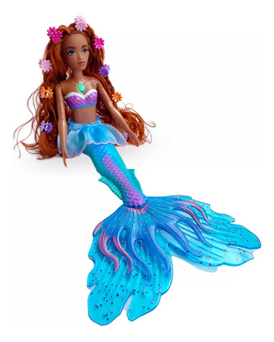 Boneca A Pequena Sereia Ariel Musical Preta Morena Acessório