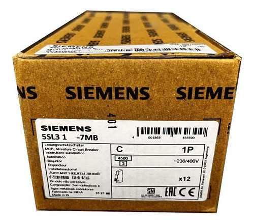 Kit Llave Termica Termomagnetica Unipolar 40a Siemens X12 Ud