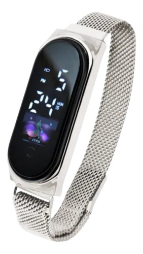 Imagen 3 de 8 de Reloj Led Touch Unisex Malla Metal Imán Ajustable Garantía