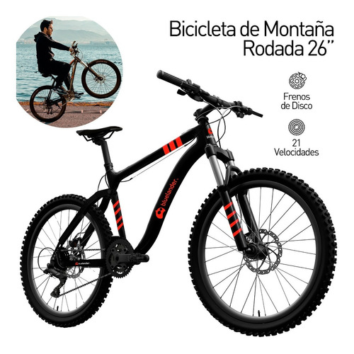 Bicicleta De Montaña Rodada 26 Freno De Disco 21 Velocidades Color Negro/Verde