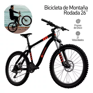 Bicicleta De Montaña Rodada 26 Freno De Disco 21 Velocidades Color Negro/rojo