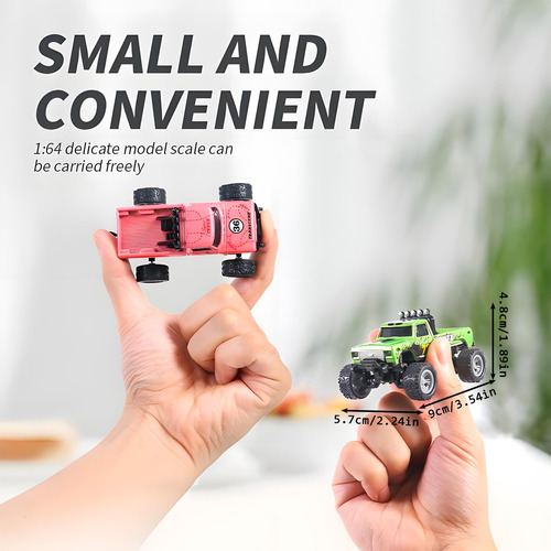 Rc Monster Truck Flashstar Mini A Escala 1:64 Con Luces Azul