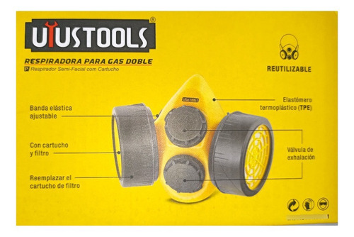 Imagen 4 de 8 de Tapabocas Respirador Doble Filtro Protección Industrial