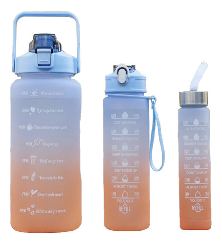 Botella De Agua Portátil A Prueba De Fugas De 3 Piezas Que S Color Azul
