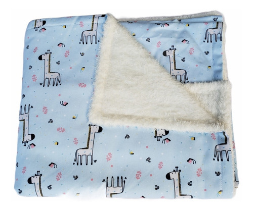 Mantita Doble Gabardina Estampada Forrada Con Corderito