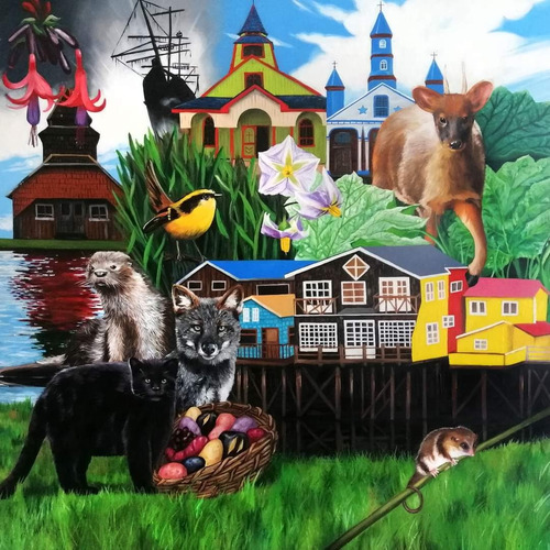 Chiloé Naturalis - Óleo Sobre Tela 120x120 Cm