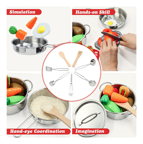 Juego De Juguetes De Cocina Pretend Play Peainbox Con 32 Art