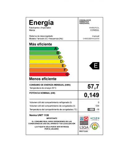 Freezer Horizontal Consul 536lts Doble Puerta
