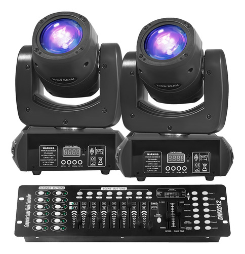 2x Moving Head Beam 100w Prisma 360º + Mesa Dmx + Cabos 1,5m