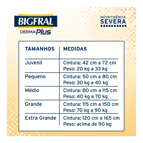 Fralda Geriátrica Bigfral Derma Plus Tamanho P 9 Unidades