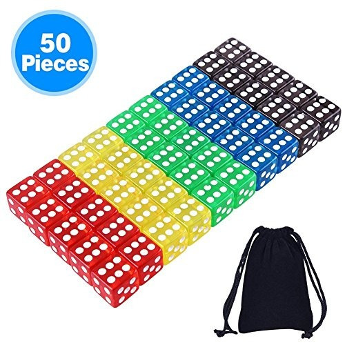 Austor 50 Piezas Juego De Dados Juego Bolsa Libre 5 Colores 