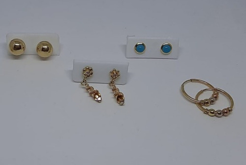 Aretes Topos Para Mujer 925 Plata Y Oro Laminado