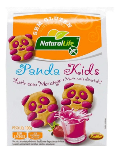 Natural Life biscoito panda kids de morango sem glúten 100 G