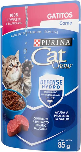 Imagen 3 de 3 de Alimento En Sobre Cat Chow Gatito Carne De 85gr